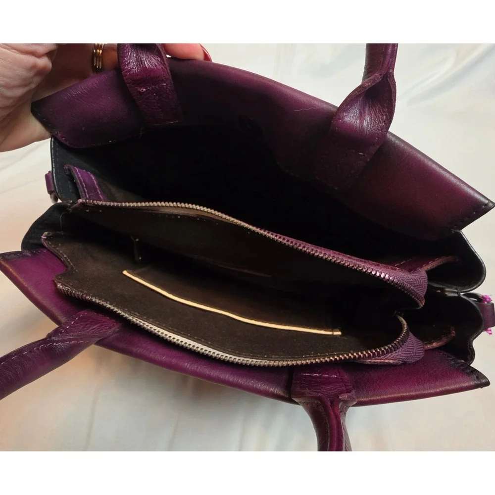 Feigitor Purple Leather Crossbody Bag Convertible Satchel Handbag Fall Style